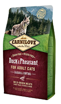 Carnilove Cat Duck&Pheasant Adult Hairball Contr 6kg + Churu ZADARMO