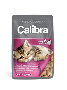 Calibra Cat pocket Kitten morčacie a kuracie mäso v omáčke 100g