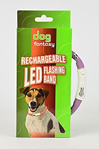 Obojok DOG FANTASY USB light fialový 45 cm 1ks