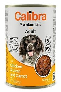 Calibra Dog Premium Cons. s kuracím mäsom a pečeňou 1240g