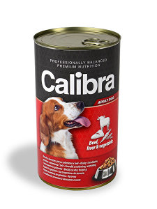 Calibra Dog cons. hovädzie mäso+jaternice+zelenina v želé 1240g