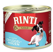 Rinti Dog Gold hydinové srdiečka v konzerve 185g + Množstevná zľava