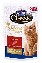 Butcher\'s Cat Class.Delic.Dinn. hovädzie vrecká 100g + Množstevná zľava