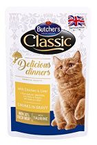 Butcher\'s Cat Class.Delic.Dinn. kuracie mäso + pečeňové kapsičky100g + Množstevná zľava