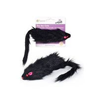 Hračka mačka Myš čierna chlpatá 15cm