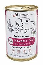 All Animals DOG mleté hovädzie mäso s ryžou 400g + Množstevná zľava zľava 15%