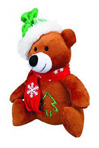 Vianočná hračka Pes medveď so šatkou plyš 20cm TR 1ks