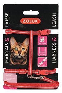 Postroj pre mačky s vodítkom 1,2 m červený Zolux