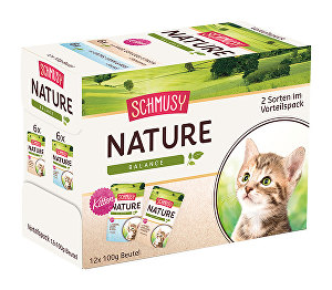 Schmusy Cat Nature Kitten vrecko 2x6x100g multipack+šťava