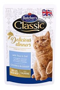 Butcher's Cat Class.Delic.Dinn.trout+cod pocket100g