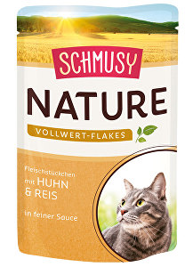 Schmusy Cat Nature vločky kapsička kuracie+ryža+šťava 100g