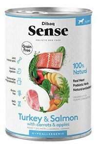 DIBAQ SENSE konzerva pre šteňatá morčacie mäso s lososom 380g
